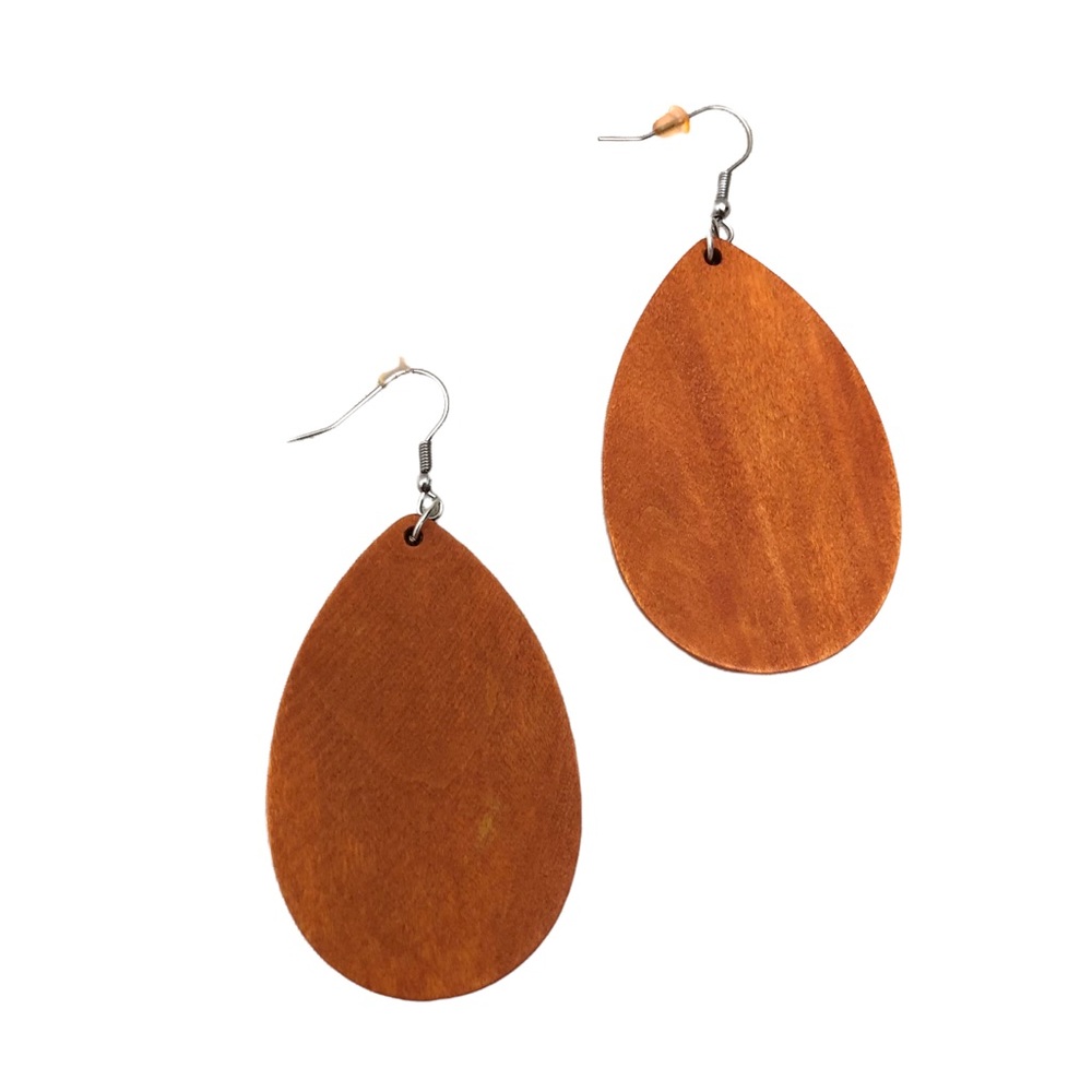 Fansilver African Natural Wooden Dangle Drop Earrings Women's Light Brown